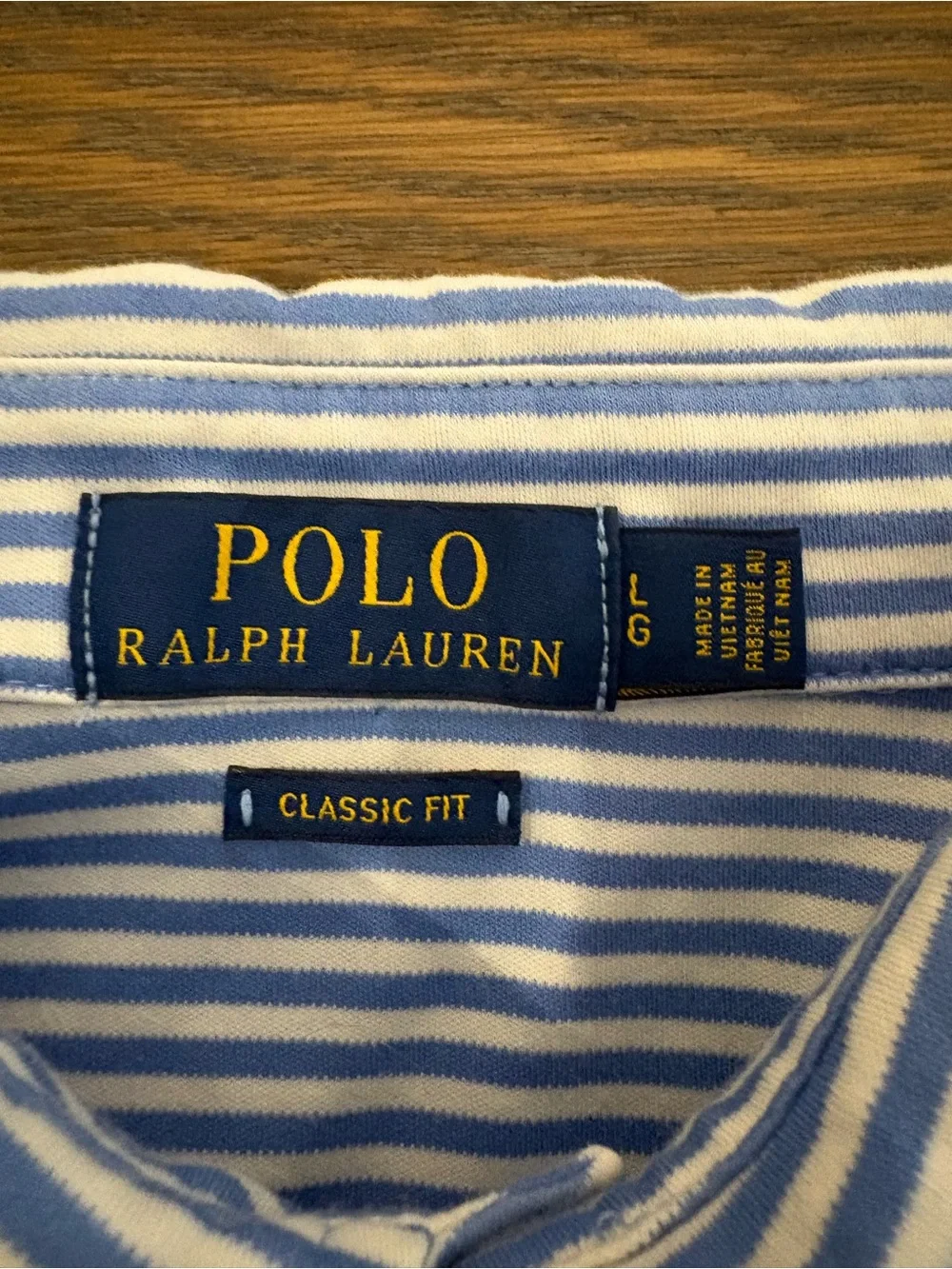 Ralph Lauren Men’s Light Blue‎ & White Striped Polo Size L